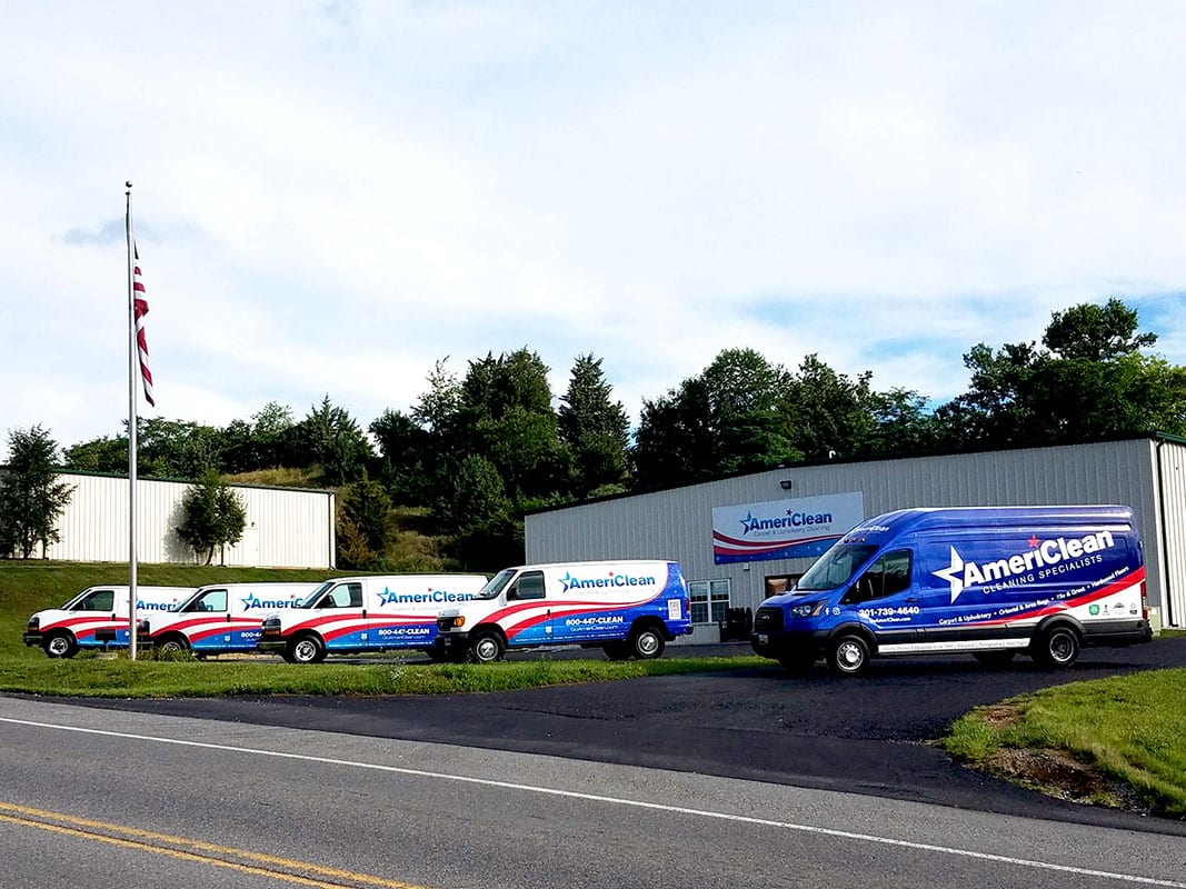 AmeriClean Business Parkway during the day, with AmeriClean vehicles parked outside.
