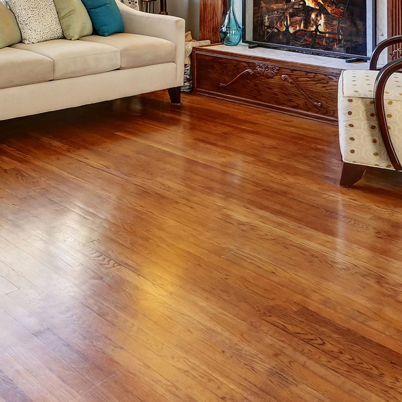 Hardwood Floor with restored shine after cleaning.