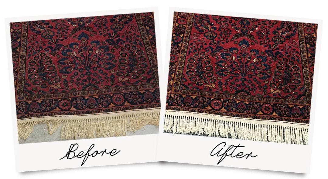 Oriental Rug Cleaning Before and After Photo, showing restored colors.