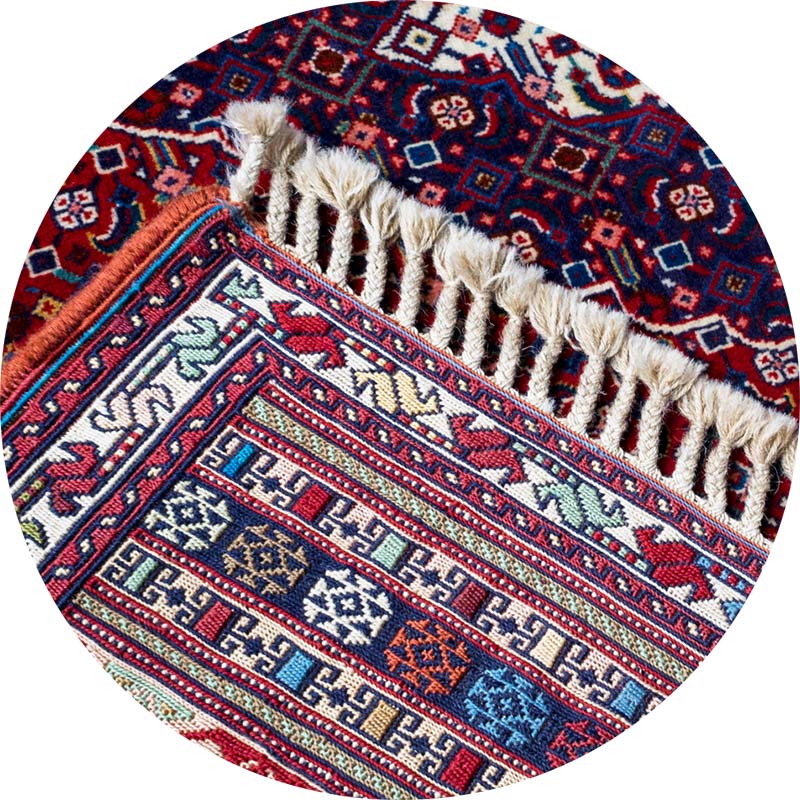 Cleaned Oriental Area Rug with vibrant colors.